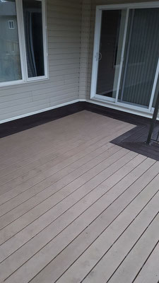Covered deck roof addition composite decking