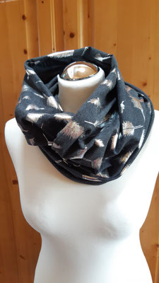 Loopschal - anthrazit mit Federn in silber - 10 Euro