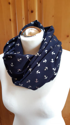 Loopschal - marineblau mit Ankern in silber - 10 Euro
