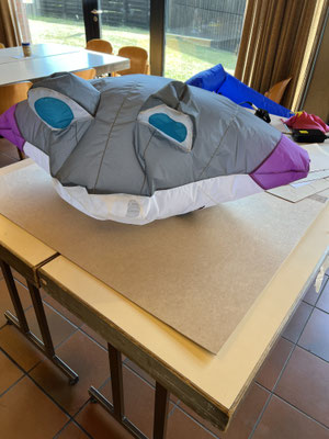 Sven´s Micro Manta als Kugelfisch im Aufblstest ohne Innenschnüre