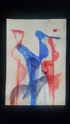 o.T. - Tusche mit Fadentechnik auf festem Aquarellpapier - 17 x 11,5 cm - je 2x erhältlich seitenverkehrt - CHF 50