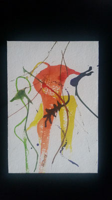 o.T. - Tusche mit Fadentechnik auf festem Aquarellpapier - 17 x 11,5 cm - je 2x erhältlich seitenverkehrt - CHF 50