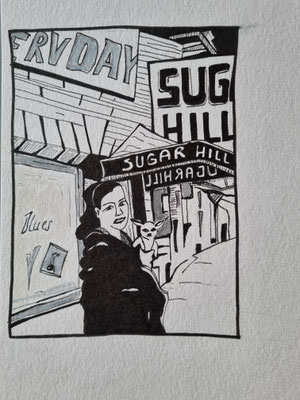 SUGAR HILL - Illustration für «Seltsame Früchte» - 17 x 24 cm – Tusche auf Papier – z. Zt. Noch unverkäuflich
