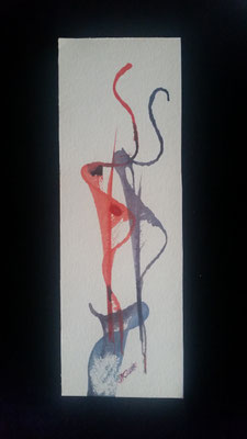 o.T. - Tusche mit Fadentechnik auf festem Aquarellpapier - 24 x 9 cm - je 2x erhältlich seitenverkehrt - CHF 30