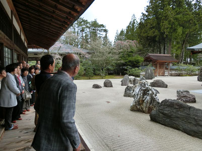 【金剛峯寺の中の蟠龍庭。日本最大の石庭を見学。】