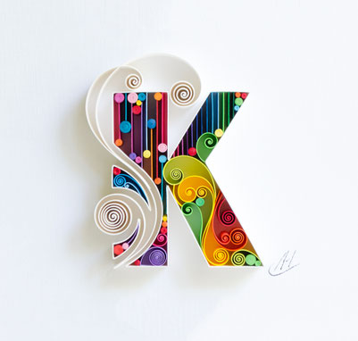 quilling, k - Quilling wall paper art, Custom, paper art, Letter k, Monogram, Framed, Personalized, Gift quilling art, Design, Decor, Gift birthday, Larissa Zasadna, квиллинг, бумага, буква k, Лариса Засадная