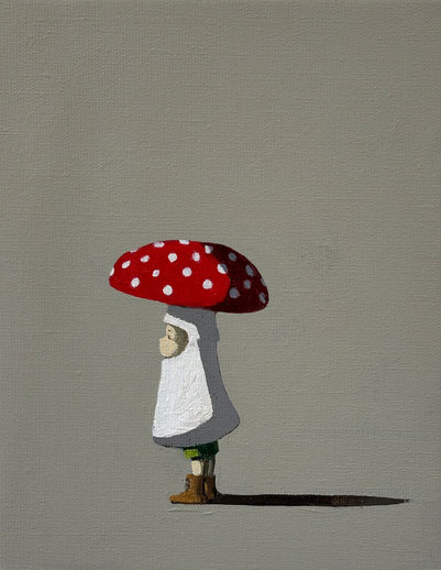 costume (mushroom) - Acryl auf Leinwand, 30x24cm, 2024 | verkauft