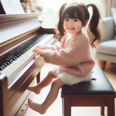 導入期の小さな子もピアノを一人で練習する画像