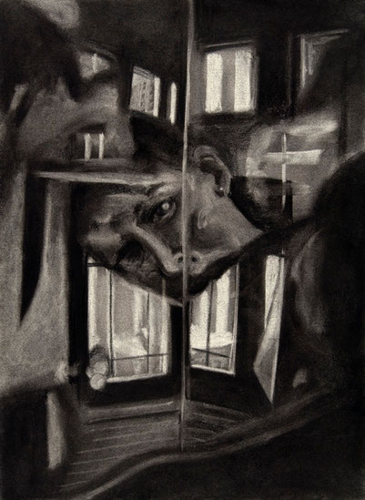 En el museo 2006, carboncillo 35.5X28 cm