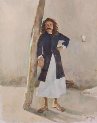 Meher Baba in His favourite Kamli Coat, Meherabad 1927 ; Artist - Gregg Rosen