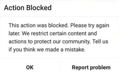 Instagram action blocked sending DMs