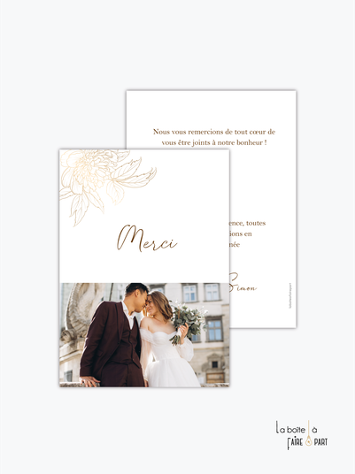 carte de remerciements mariage-Pivoines dorées-chic -elegant-