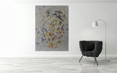 Abstrakte Kunst das Feuer Gelb Grau Rot Serpil Sögüt Krefeld 