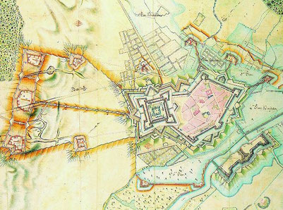 Der von den Franzosen geplante Endausbau der Festung Jülich, Planzeichnung von 1805 | Deutsche Staatsbibliothek Berlin
