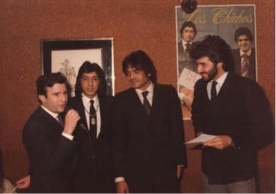 Eduardo G, Jero y Emilio presentando su elepé en la radio 1981