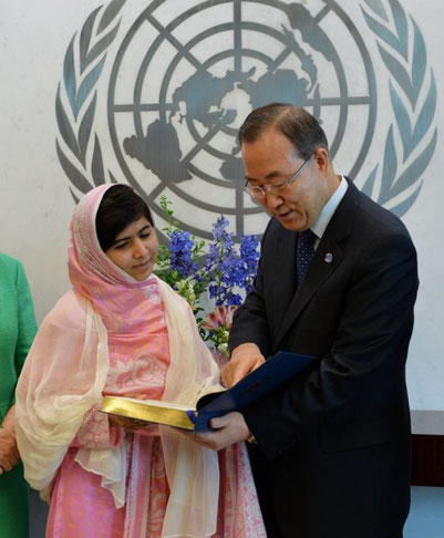 2013.07.12 Miss Malala Yousafzai and Mr. UN Secretary General, Ban Ki-moon