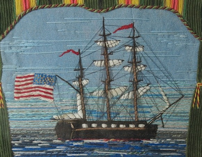 19th century folk art sailors woolwork from barbaraleighantiquefolkart.co.uk