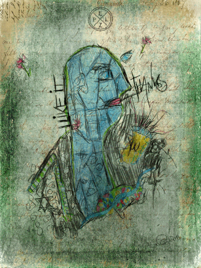 Exponattitel: I LIKE IT, ... THANK YOU! - Exponatgröße: 30 x 40 - Art: Farbstiftzeichnung / Animation - © by Pelz 2018