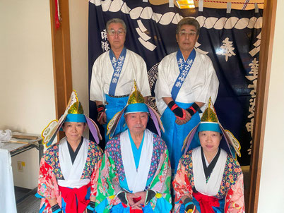 達古袋神楽　「永年閣舞初め公園」での集合写真(令和７年１月)