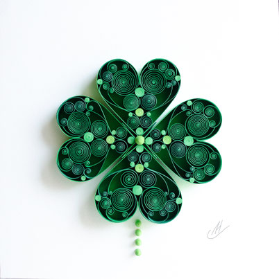 Clover, Good luck, 4 leaf clover, Shamrock, 1st anniversary, birthday gift, Paper art, Quilling, Home decoration