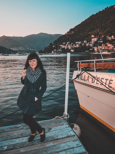 It's me waiting for a boat going to the Villa D'Este on lake Como in Italy