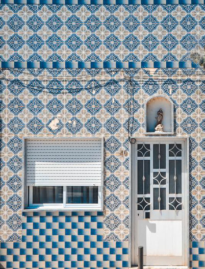 modern house with Portuguese tiles in Lisbon