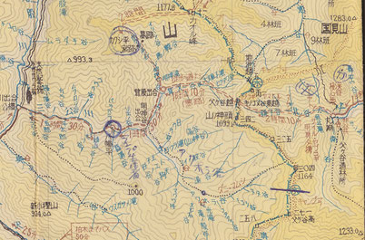 ニッチ地図大台ガ原山（昭和43年1月版）切出し