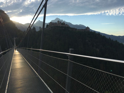 Hanging bridge in Ehrenberg Tirol Austria