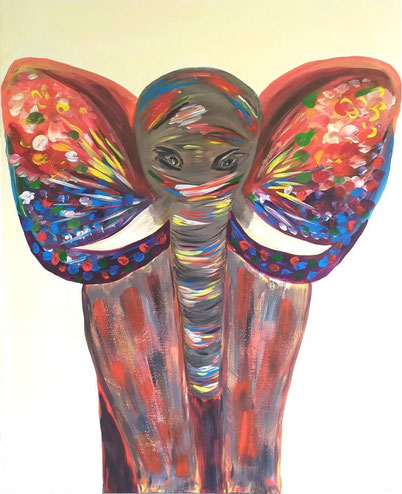 ÉLÉPHANT - Acrylique 100 x 80  -   280,00 €   