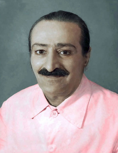 Meher Baba's colourized passport photo taken 29th September 1951