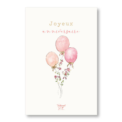 Carte Ballons Joyeux Anniversaire Pailletee Or Tendrement Fe Illustrations Papeterie Boheme