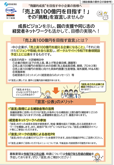 「売上高１００億円を目指す！」宣言について