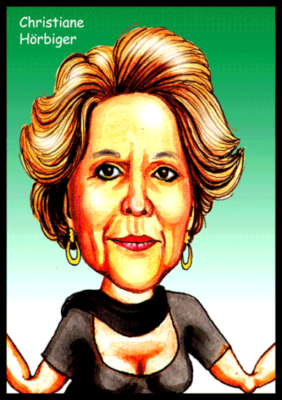 Karikaturen vin Fotos zeichnen lassen.- Christiane Hörbiger.