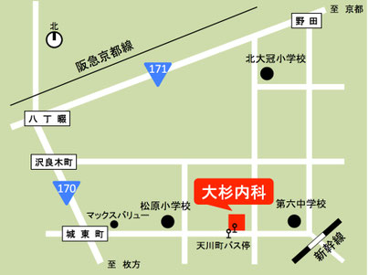 地図｜高槻市　大杉内科　内科・糖尿病内科・循環器内科