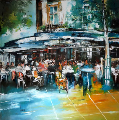 "Timing les deux Magots" - 100x100