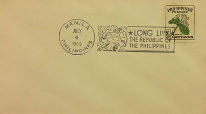 1949/7/4: Philippine Slogan Cancellation: “Long Live the Republic of the Philippines”