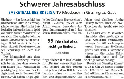 Artikel im Miesbacher Merkur am 14. Dezember 2024 - Zum Vergrößern klicken