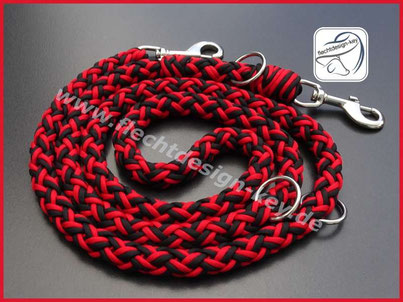 16fach rund geflochtene Hundeleine aus Paracord, Edelstahl