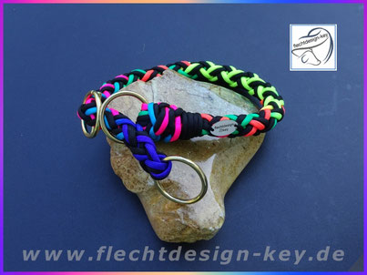 Buntes Halsband rund geflochten aus Paracord mit Zugstopp