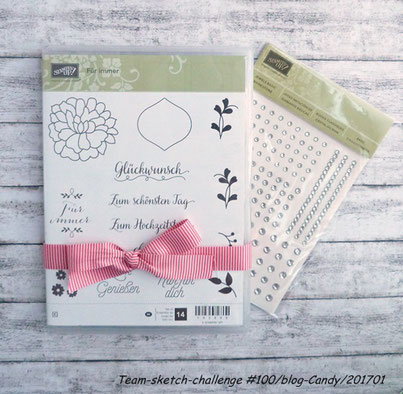 1 Stempelset "Für immer" und 1 Packung Basic Strassschmuck