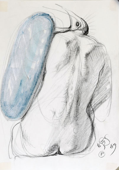 Franciszek Starowieyski (1930-2009), technique mixte sur papier signée et daté, 24 x 17 cm , expose à la galerie agnes thiebault