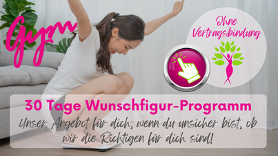 Junge Frau freut sich auf der Waage über ihr Ergebnis – 30-Tage-Wunschfigur-Programm ohne Vertragsbindung bei Gym4Ladys