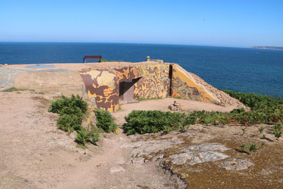 The type 633 fortress bunker in July 2018 holding a 5cm M19 mortar