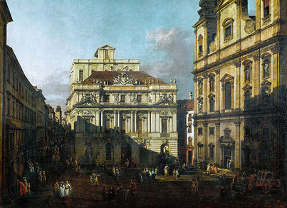 Die Neue Aula am Universitätsplatz in Wien. Gemälde von B. Bellotto. 1759.