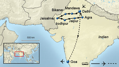 Indien Rundreise und Baden GOA im 5-Sterne-Luxushotel mit Flug