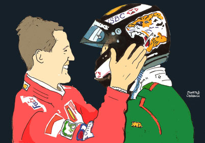 Michael Schumacher & Eddie Irvine by Muneta & Cerracín