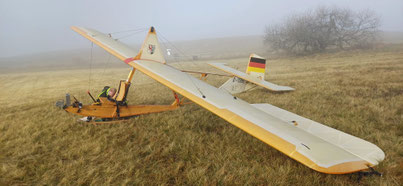 Die SG-38 besteht aus nicht viel mehr als ein paar Holzleisten, Bespannstoff und Spanndrähten. (Foto: Horst Seipolt)