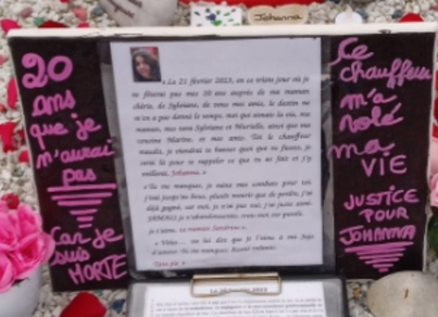 écriture sur la tombe de Johanna Barthélémy en 2023