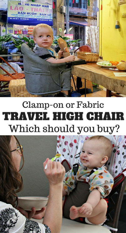 Travel highchair comparison | Fabric travel high chair | Clamp-On travel high chair | Family Travel | Travel with baby, infant, toddler | Traveling with baby | Guzzie and Gus | Phil&teds lobster | Mountain Buggy Pod | MyLittleSeat