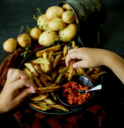 Pommes Frites aus dem Ofen, Pommes, Ofen-Pommes, Pommes Frites, Erdäpfel, Kartoffel, gesund essen, gesundkochen